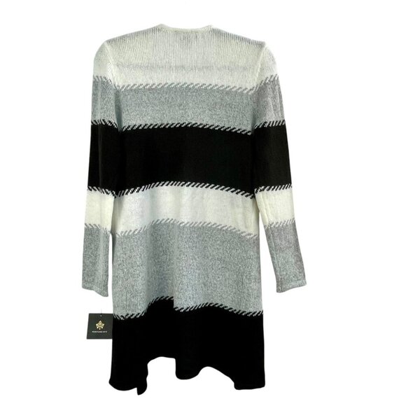 NWT Stitch Fix Fortune + Ivy Cardigan Sweater Small Gray Black White Long Open - Picture 3 of 13